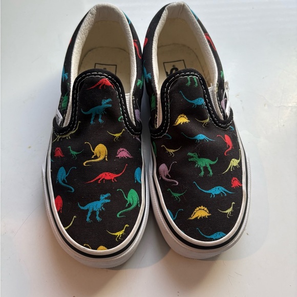 Vans Black Kids Slip-On Sneakers with Dinosaur Print 13 youth - Picture 1 of 6